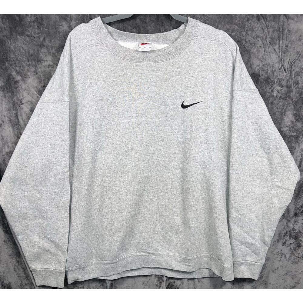 Vintage Nike Crewneck Size XL Gray Side Swoosh 90s Sweatshirt USA White Tag